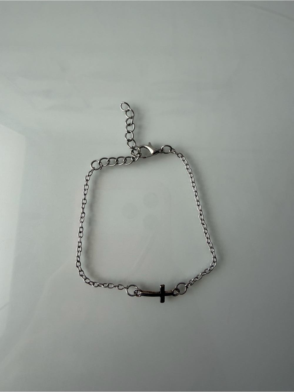Minimal Silver Cross Chain Bracelet